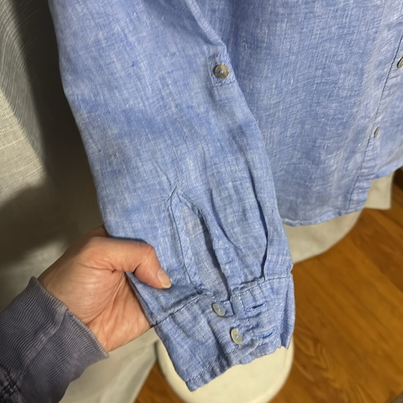 Jones New York-Sz M-Linen-Blue-Button Front - Picture 9 of 14